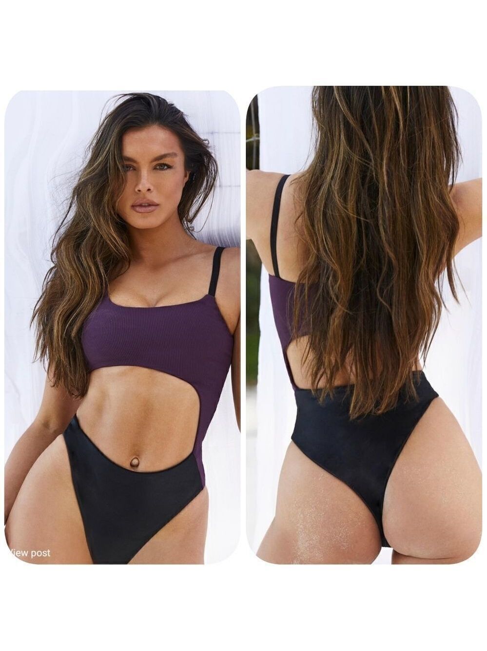 Koral Ivy Rib Reversible Bodysuit - Eggplant/Black